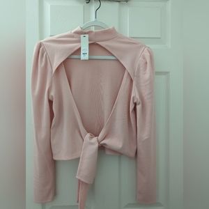 Backless Cropped Pink Sweater